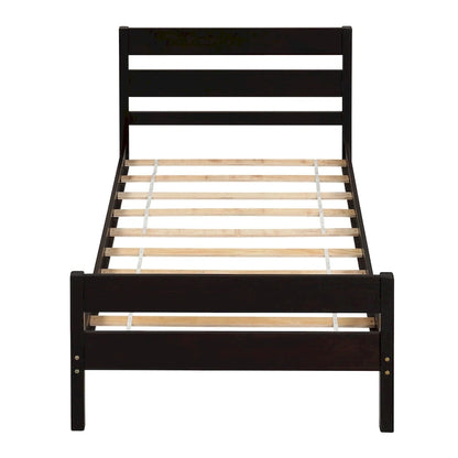 Wooden Bed with Headboard and Footboard,Twin Size