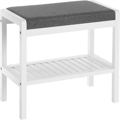 Shoe Rack Bench with Cushion - 12.6D x 23.6W x 16.9H