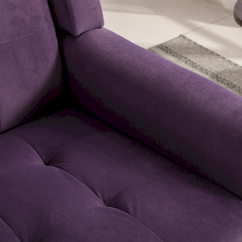 Velvet Upholstered Accent Chair Modern Living Room Lounge Arm Chairs with Ergonomic Backrest Chair