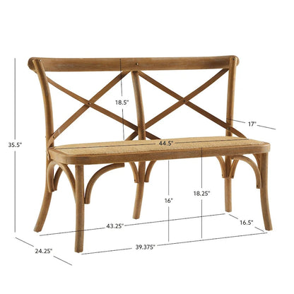 Rattan Bentwood X-Back Bench