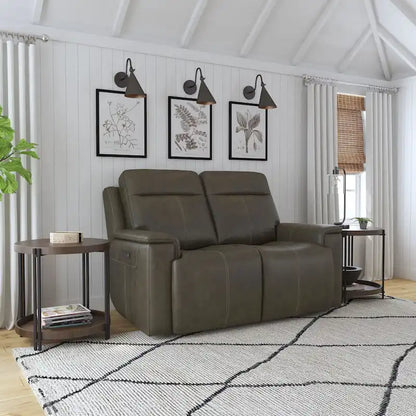 Zero Gravity Top Grain Leather Power Reclining Loveseat with Power Headrests & Lumbar - 64 x 42 x 41