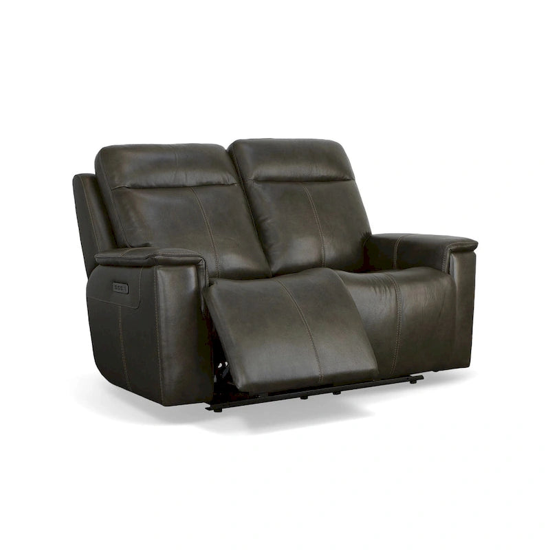 Zero Gravity Top Grain Leather Power Reclining Loveseat with Power Headrests & Lumbar - 64 x 42 x 41