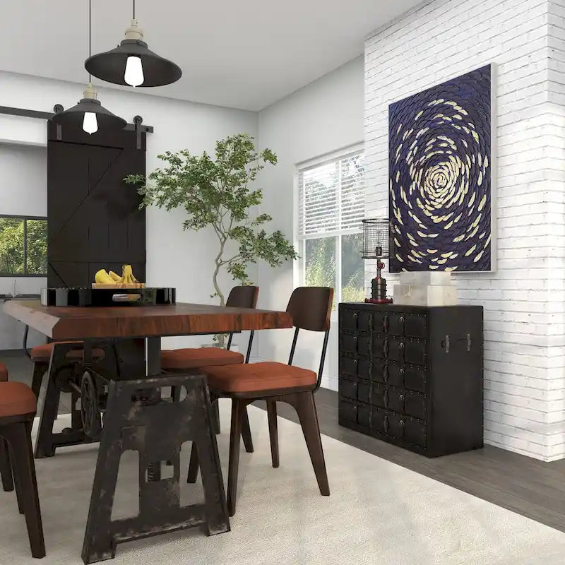 Wooden Vintage Faux Leather Room Chest with Buckles and Straps Detailing - Black