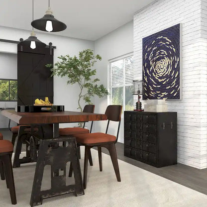 Wooden Vintage Faux Leather Room Chest with Buckles and Straps Detailing - Black